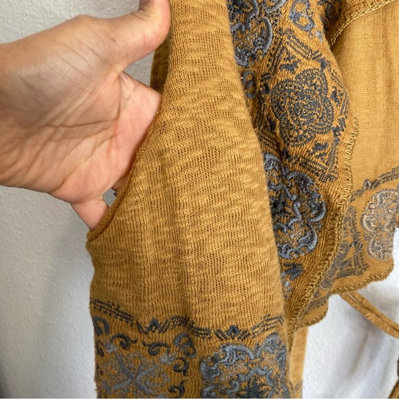 New Johnny Was Biya Boho Embroidered Hooded Cardigan in Taupe  M - Picture 8 of 15